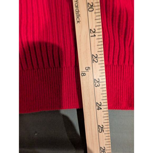 Talbots Shirt Button Cuff Ribbed Turtleneck Sweater Red Knit Women's Size Medium - Picture 8 of 10